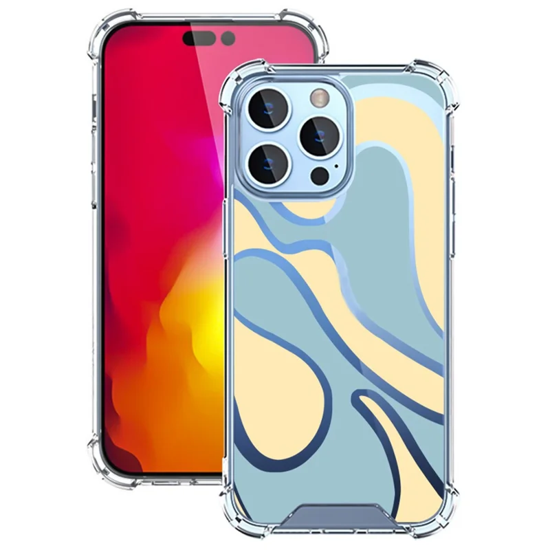 Für Das Iphone 16 Pro -hülle Farbenfrohe Wellenmuster Druck Soft TPU+PC -telefonabdeckung - Stil E