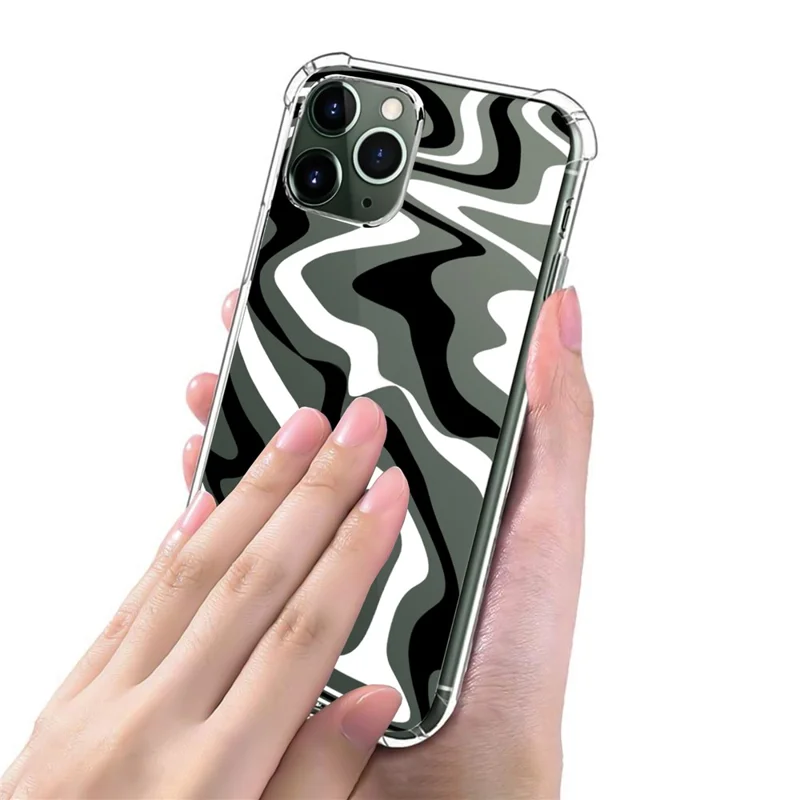 Für Das Iphone 16 Pro -hülle Farbenfrohe Wellenmuster Druck Soft TPU+PC -telefonabdeckung - Stil E