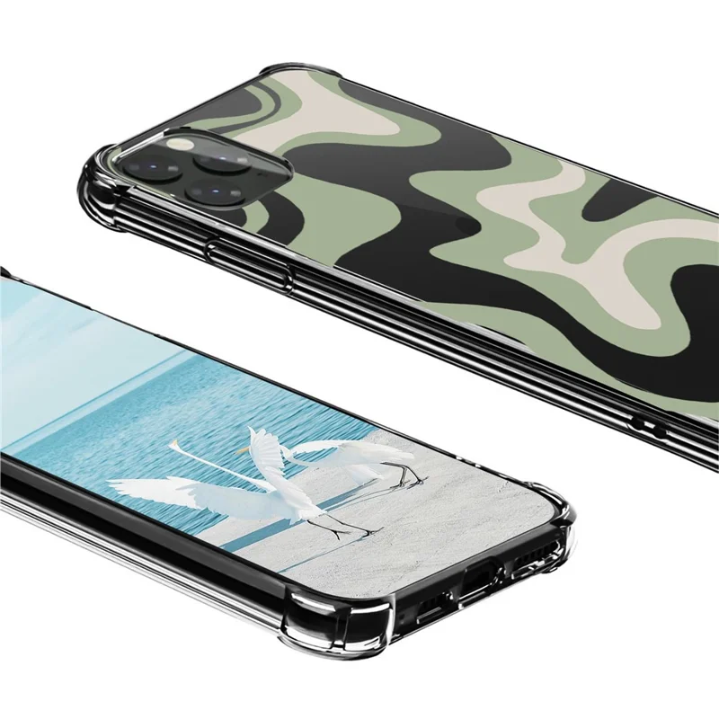 Für Das Iphone 16 Pro -hülle Farbenfrohe Wellenmuster Druck Soft TPU+PC -telefonabdeckung - Stil E