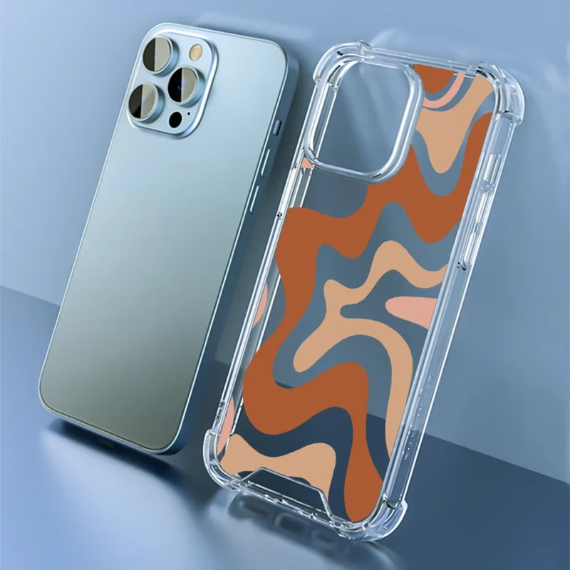 Für Das Iphone 16 Pro -hülle Farbenfrohe Wellenmuster Druck Soft TPU+PC -telefonabdeckung - Stil E