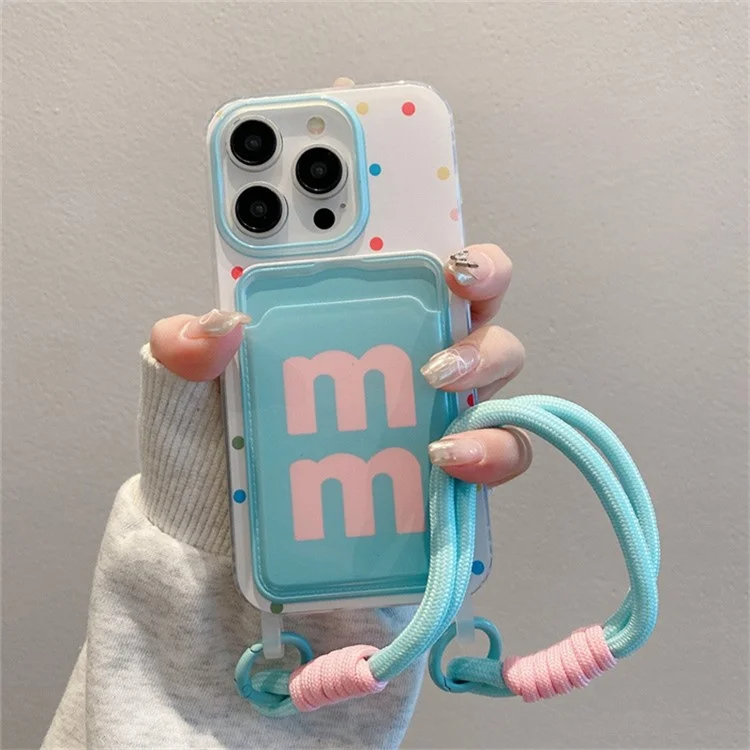 Pour Iphone 16 Pro Max Case Creative Wrist Strap Carte TPU Téléphone TPU Couverture - Green MM