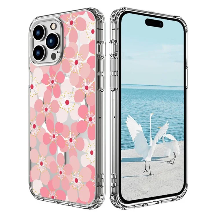 Pour L'iphone 16 Pro Case Compatible Avec Magsafe Flower Pattern Impression Tpu + pc Téléphone Couverture - Style je