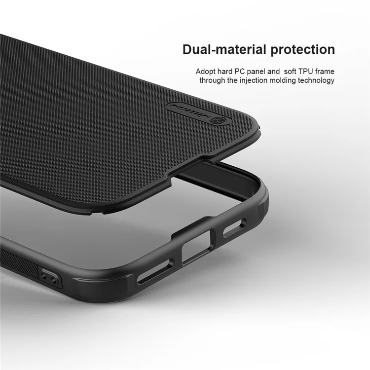 NILLKIN Frosted Shield Pro per iPhone 16 Case Compatibile con MagSafe PC+TPU Custodia per Telefono, Nero