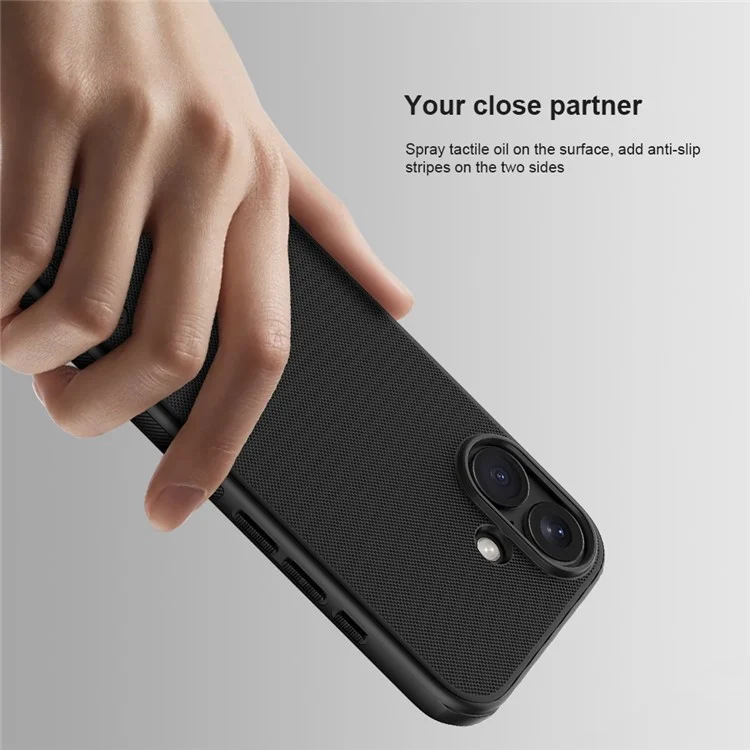 NILLKIN Frosted Shield Pro per iPhone 16 Case Compatibile con MagSafe PC+TPU Custodia per Telefono, Nero