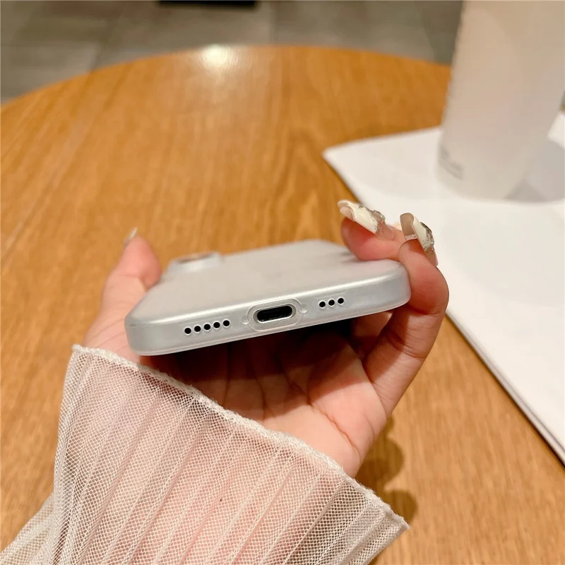 For iPhone 16 Case Corrugated Design Hard PC Phone Cover - Transparent