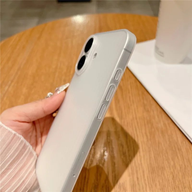 For iPhone 16 Case Corrugated Design Hard PC Phone Cover - Transparent
