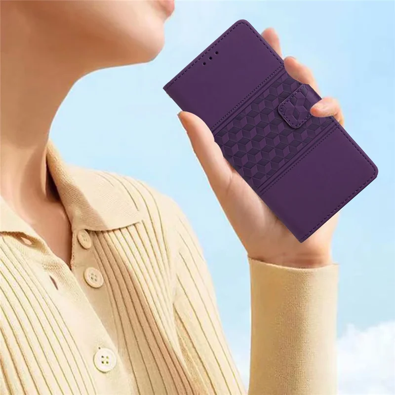 For Google Pixel 9 Pro XL Case Rhombus Leather Horizontal Flip Phone Cover - Purple