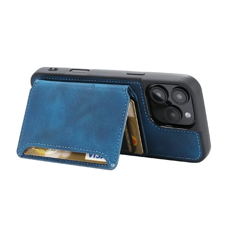 Para Iphone 16 Pro Max Case Wallet Card Slot TPU+PU Caparo Capela Tape de Tolo - Azul-marinho