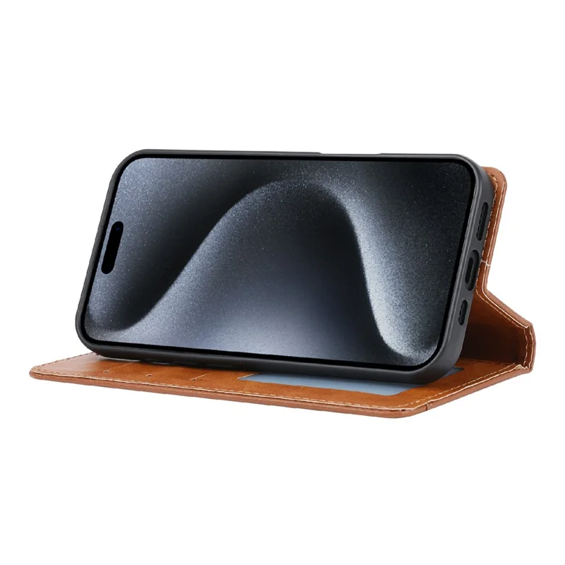 Funda para iPhone 16 Pro Max Cell Phone Case Cierre magnético Cubierta de pie de cuero sintético - Negro