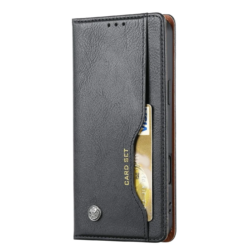 Funda para iPhone 16 Pro Max Cell Phone Case Cierre magnético Cubierta de pie de cuero sintético - Negro