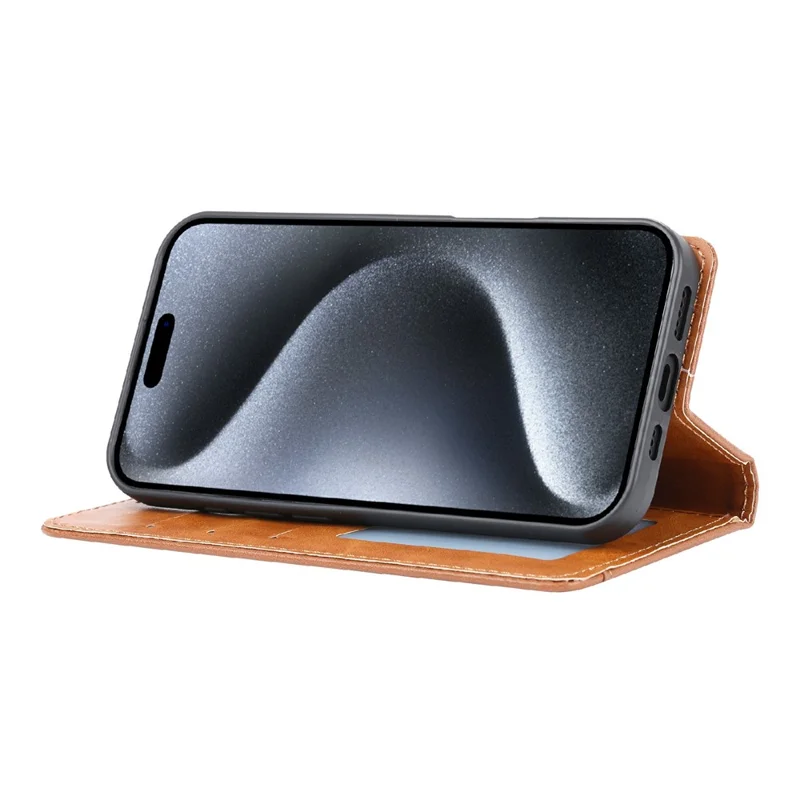 For iPhone 16 Cell Phone Case Magnetic Closing PU Leather Stand Cover - Black