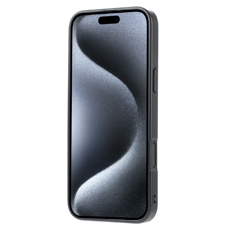 Para Iphone 16 Pro Max Holder pu Leather+TPU Kicsktand Topa - Marrom