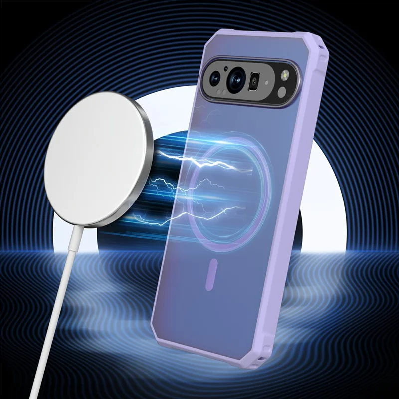 For Google Pixel 9 Pro XL Magnetic Case Protective TPU+PC Hybrid Phone Cover - Light Purple