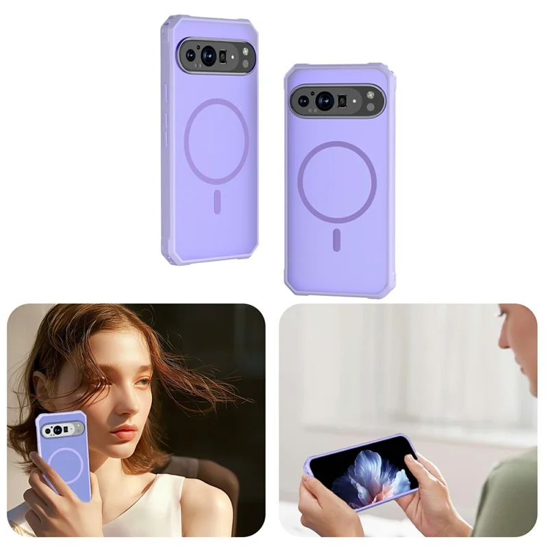 For Google Pixel 9 Pro XL Magnetic Case Protective TPU+PC Hybrid Phone Cover - Light Purple