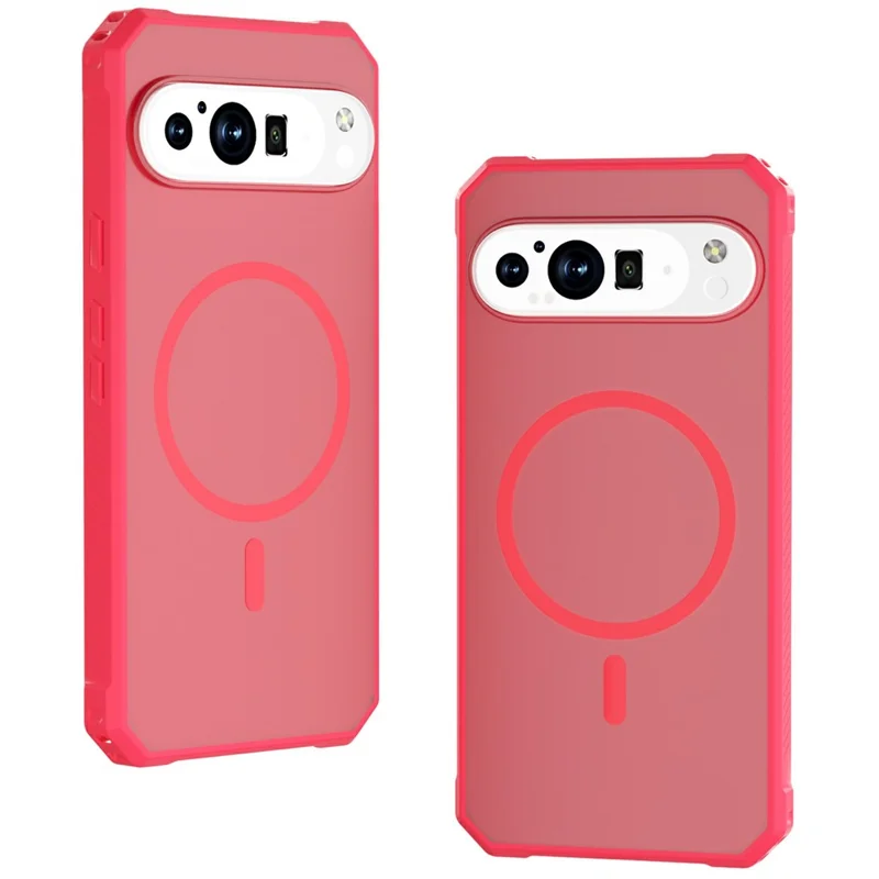 For Google Pixel 9 Pro XL Magnetic Case Protective TPU+PC Hybrid Phone Cover - Clear Rose