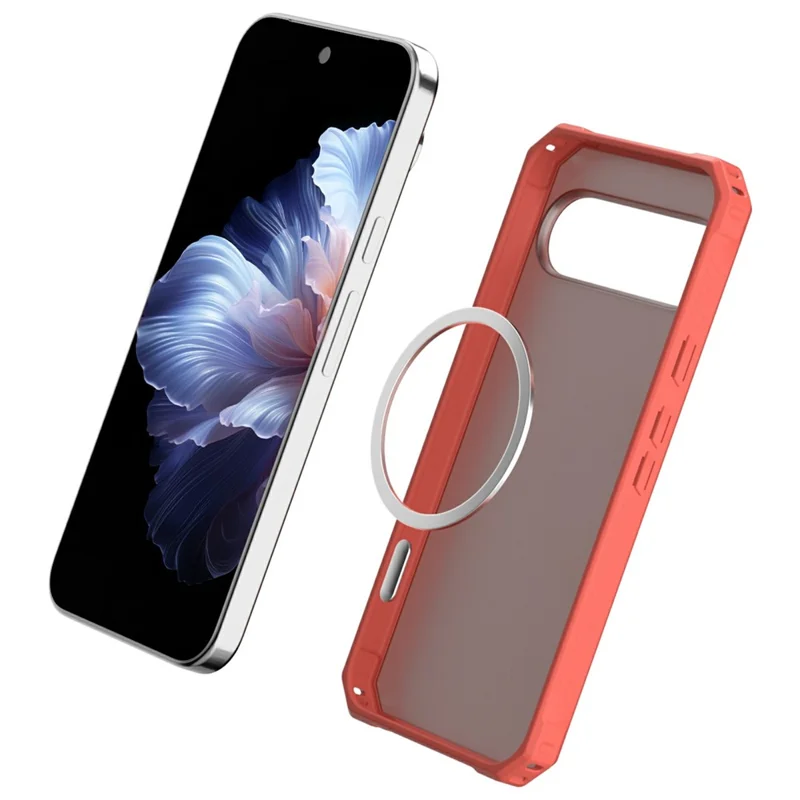 For Google Pixel 9 Pro XL Magnetic Case Protective TPU+PC Hybrid Phone Cover - Clear Rose