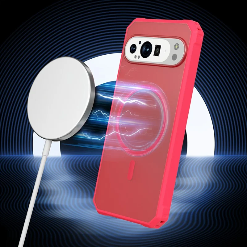 For Google Pixel 9 Pro XL Magnetic Case Protective TPU+PC Hybrid Phone Cover - Clear Rose