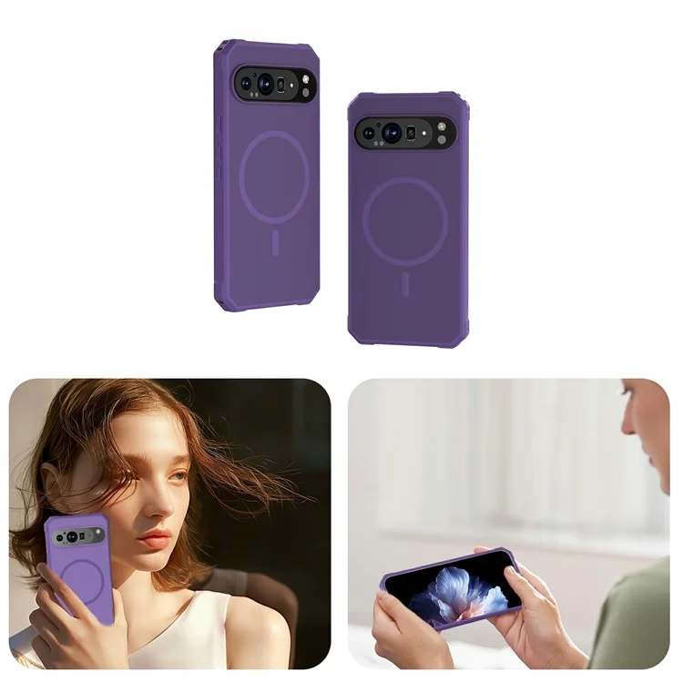 Для Google Pixel 9 / 9 Pro Case, Совместим с Гибридной Телефонной Крышкой Magsafe TPU+PC - Темно -фиолетовый