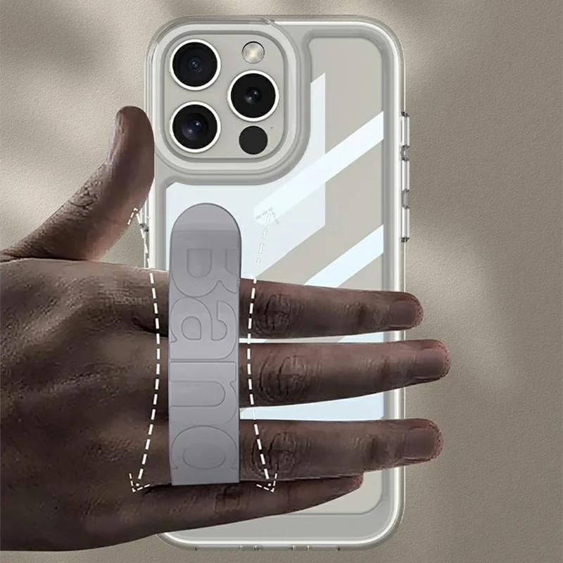 GKK для iPhone 16 Pro Crystal Clear Case Anti-Drop TPU+PC Phone Cover с силиконовым ремешком на руку - серый