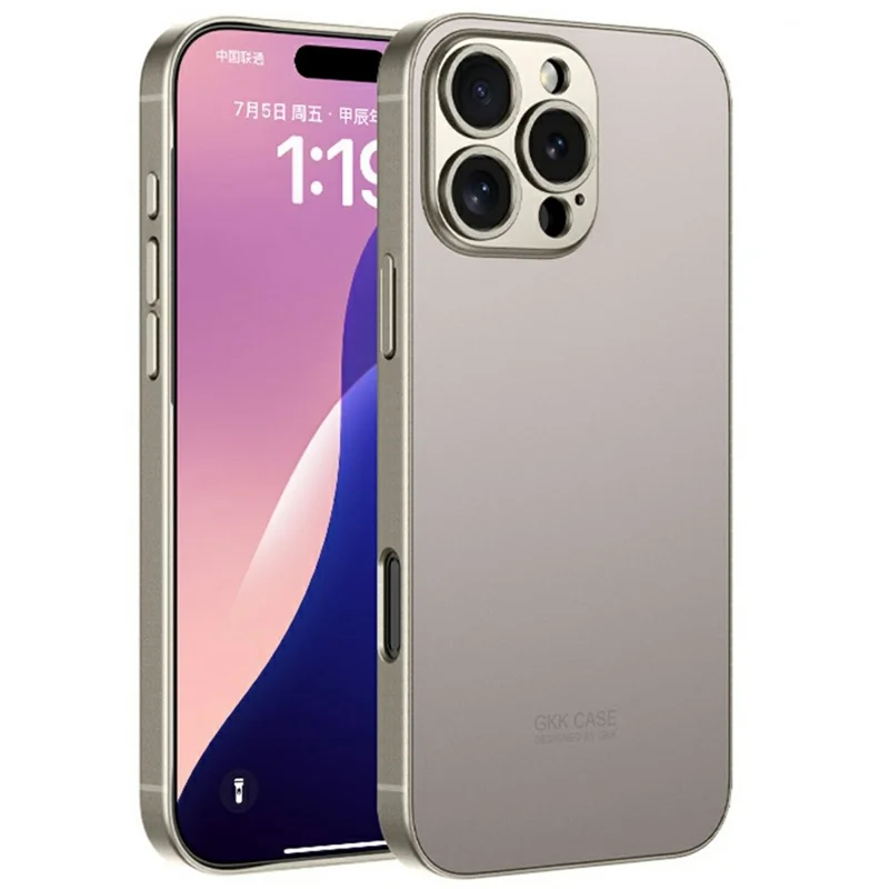 GKK For iPhone 16 Pro Case Metallic Paint AG Matte Skin-Touch TPU+PC Phone Cover - Titanium Grey