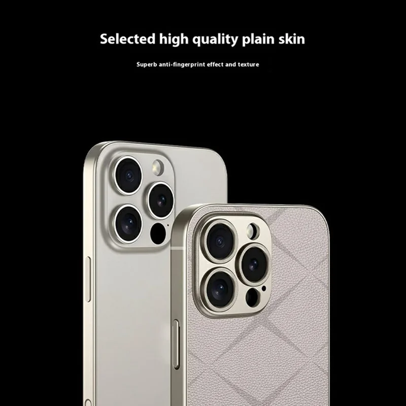 GKK For iPhone 16 Pro Case Textured PU Leather Covered TPU+PC Anti-Fingerprint Phone Cover - Black
