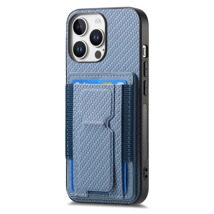 Para Iphone 16 Pro Case Kickstand Soptor de Cuero Tapa Trasera de Cuero - Azul