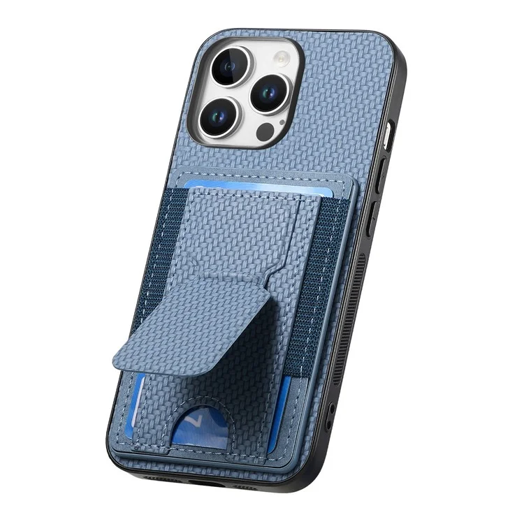 Para Iphone 16 Pro Case Kickstand Soptor de Cuero Tapa Trasera de Cuero - Azul