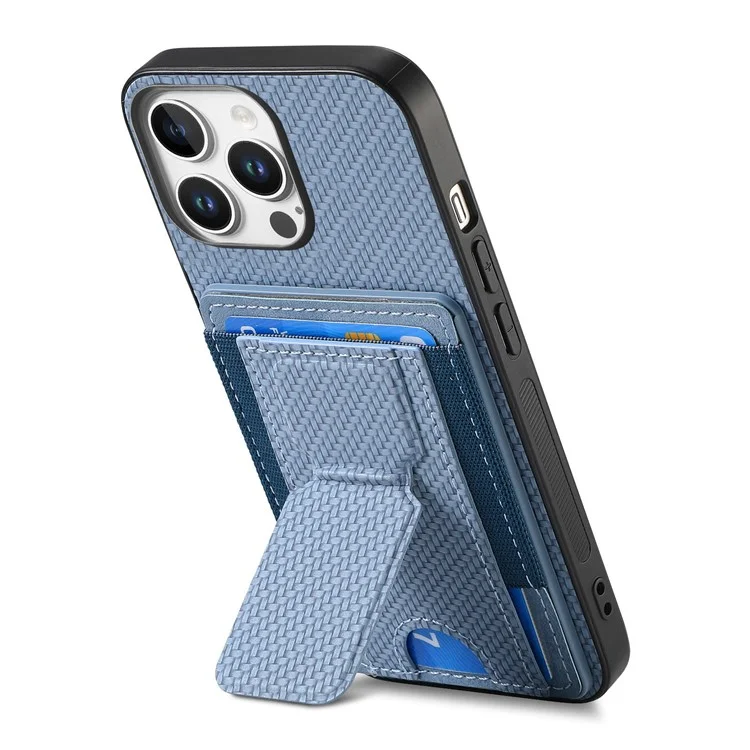 Para Iphone 16 Pro Case Kickstand Soptor de Cuero Tapa Trasera de Cuero - Azul
