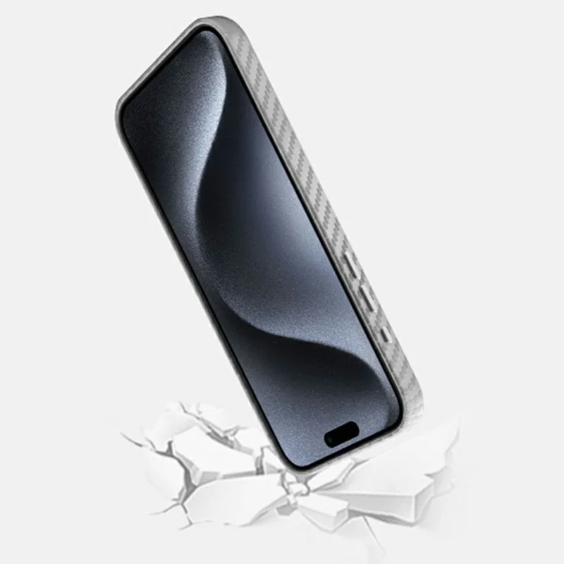 KZDOO For iPhone 16 Pro Max Case Compatible with MagSafe Carbon Fiber Texture PU+PC Phone Cover - Gold