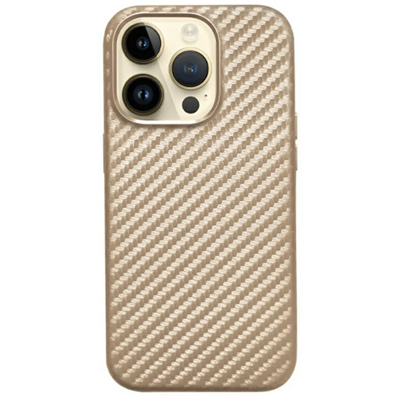 KZDOO For iPhone 16 Pro Case Compatible with MagSafe Carbon Fiber Texture PU+PC Phone Cover - Gold