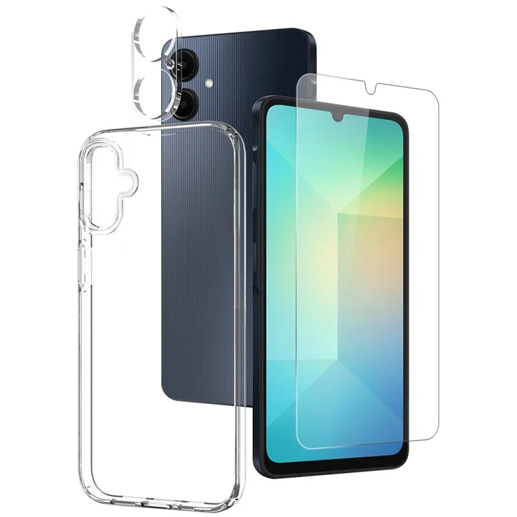 NORTHJO Para Samsung Galaxy A06 Conjunto de Capa de Telefone TPU com Protetor de Tela Frontal + Película de Lente