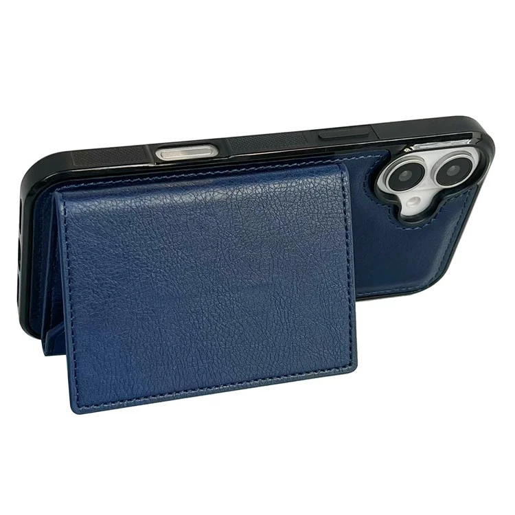 Pour L'iphone 16 Bag du Sac de Cartes de Boîtier Kickstand Tpu + pu Téléphone - Saphir