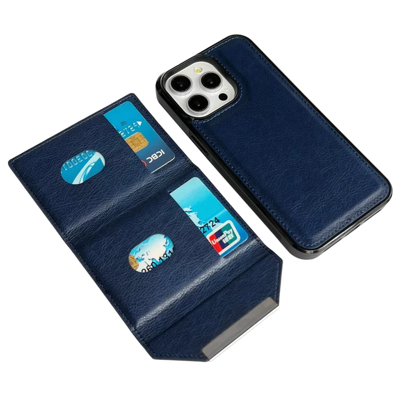 Для Iphone 16 Pro Case Card Bag Back Tpu+pu Phone Cople Cople - Сапфир
