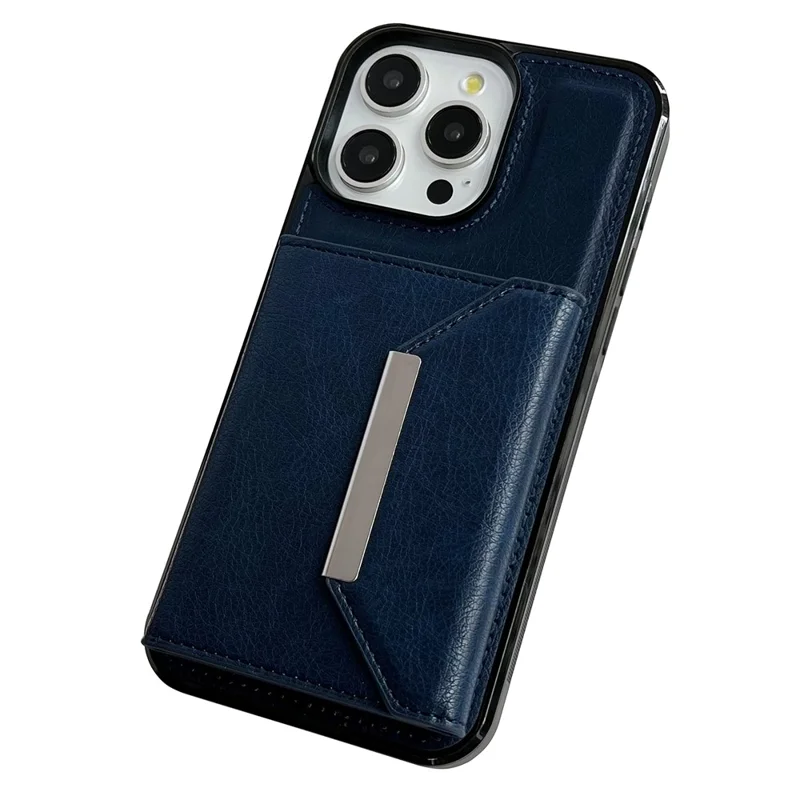 Для Iphone 16 Pro Case Card Bag Back Tpu+pu Phone Cople Cople - Сапфир
