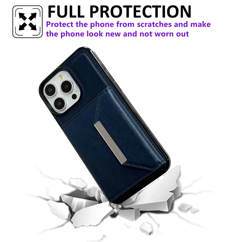 Для Iphone 16 Pro Case Card Bag Back Tpu+pu Phone Cople Cople - Сапфир
