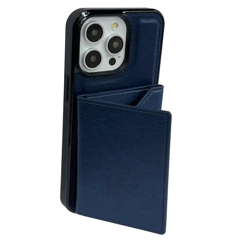 Для Iphone 16 Pro Max Case Card Bag Backstand TPU+PU Phone Cople - Сапфир