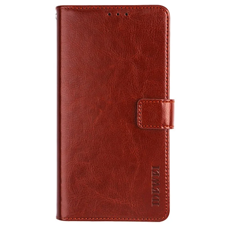 Idewei Phone Wallet Case Для Iphone 14 Pro Max, Антибальная Сумасшедшая Лошадь Текстурированная Кожаная Оболочка с Кожа - Коричневый