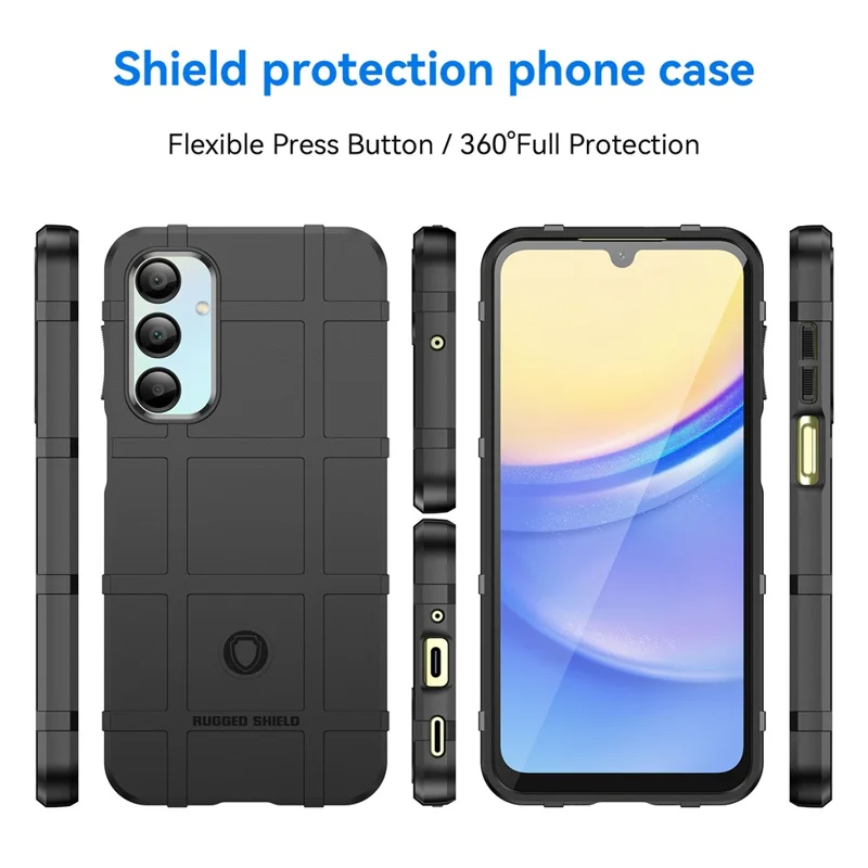 For Samsung Galaxy A16 5G / A16 4G Case Grid Design Soft TPU Scratch-Proof Phone Cover - Black
