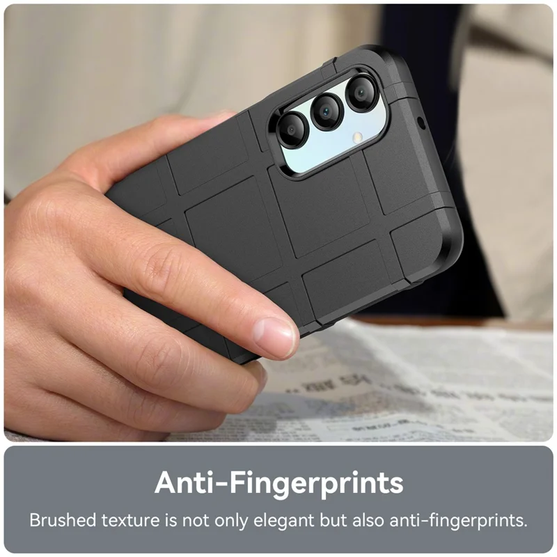 For Samsung Galaxy A16 5G / A16 4G Case Grid Design Soft TPU Scratch-Proof Phone Cover - Black