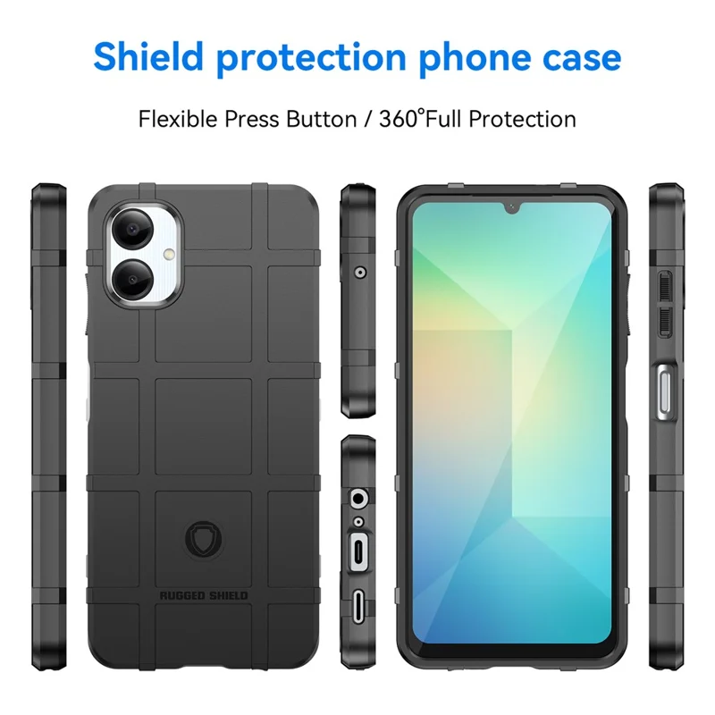 Per Samsung Galaxy A06 Case Grid Design Soft TPU Anti-Graffio Cover per telefono - Nero