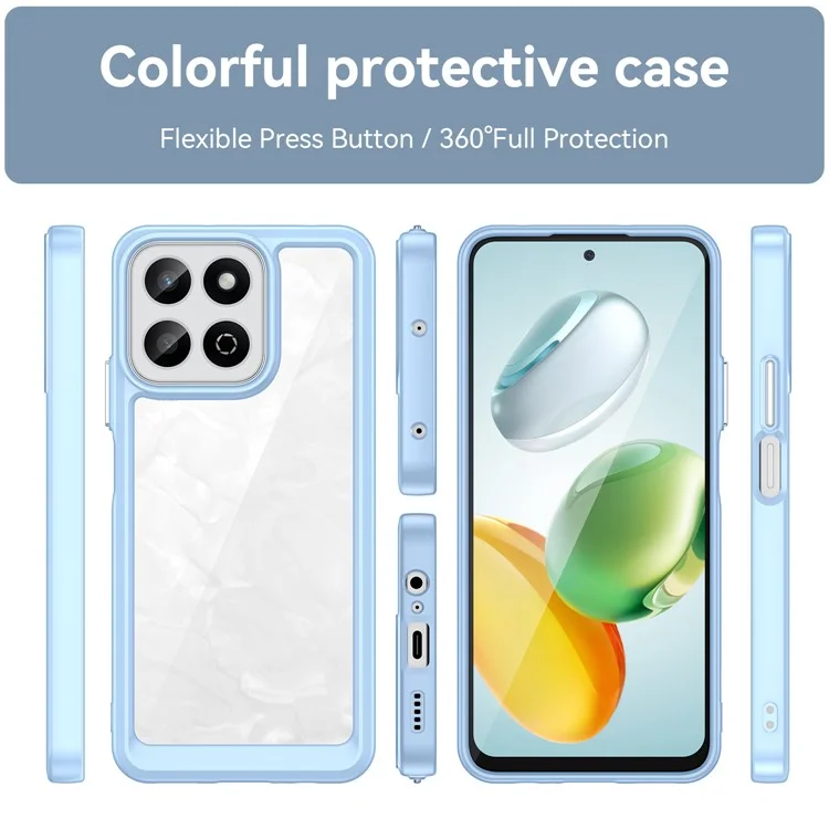 For Honor X7c 4G / 200 Smart 5G / Honor Play 60 Plus 5G Case TPU +Acrylic Protective Clear Phone Cover - Azul
