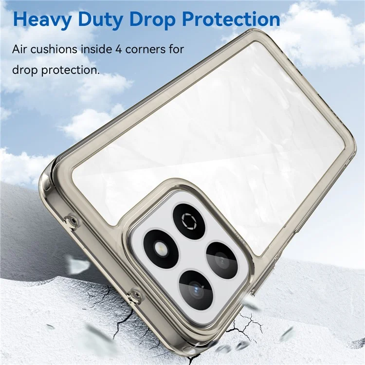 For Honor X7c 4G / 200 Smart 5G / Honor Play 60 Plus 5G Case TPU +Acrylic Protective Clear Phone Cover - Transparent Grey