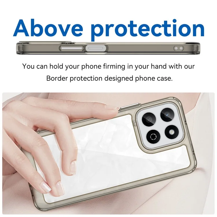 For Honor X7c 4G / 200 Smart 5G / Honor Play 60 Plus 5G Case TPU +Acrylic Protective Clear Phone Cover - Transparent Grey