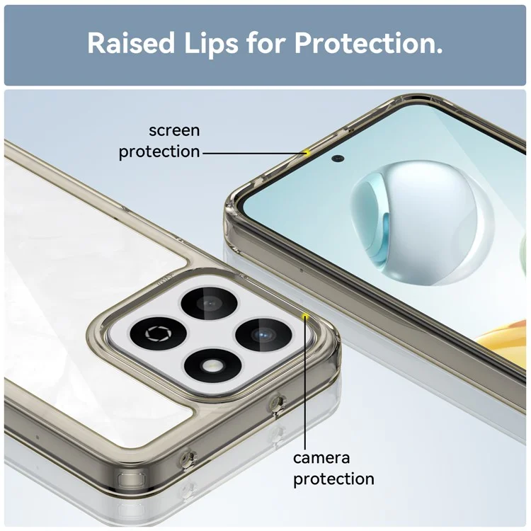For Honor X7c 4G / 200 Smart 5G / Honor Play 60 Plus 5G Case TPU +Acrylic Protective Clear Phone Cover - Transparent Grey