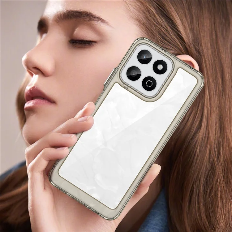 For Honor X7c 4G / 200 Smart 5G / Honor Play 60 Plus 5G Case TPU +Acrylic Protective Clear Phone Cover - Transparent Grey