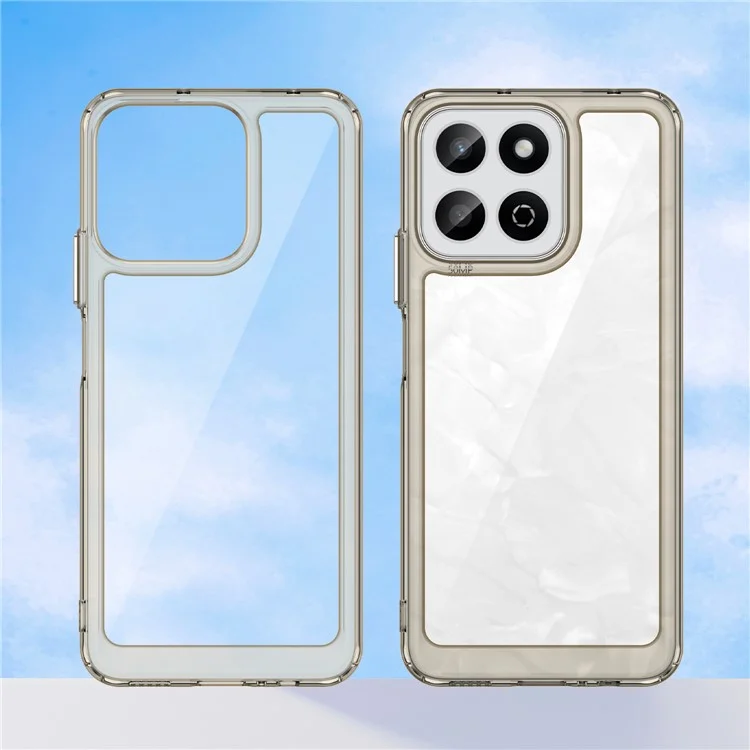 For Honor X7c 4G / 200 Smart 5G / Honor Play 60 Plus 5G Case TPU +Acrylic Protective Clear Phone Cover - Transparent Grey