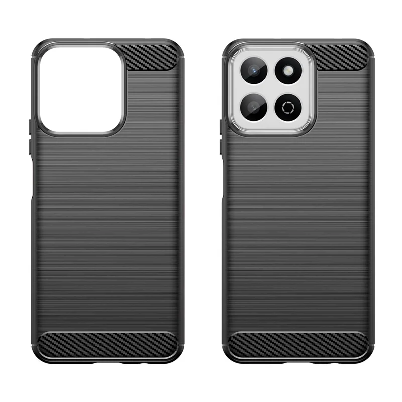Pour Honor X7c 4G / 200 Smart 5G / Honor Play 60 Plus 5G Étui Texture fibre de carbone TPU brossé Housse de téléphone - Noir