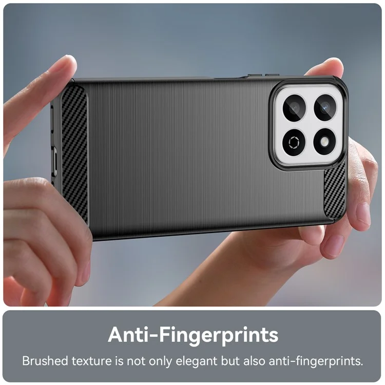 Pour Honor X7c 4G / 200 Smart 5G / Honor Play 60 Plus 5G Étui Texture fibre de carbone TPU brossé Housse de téléphone - Noir