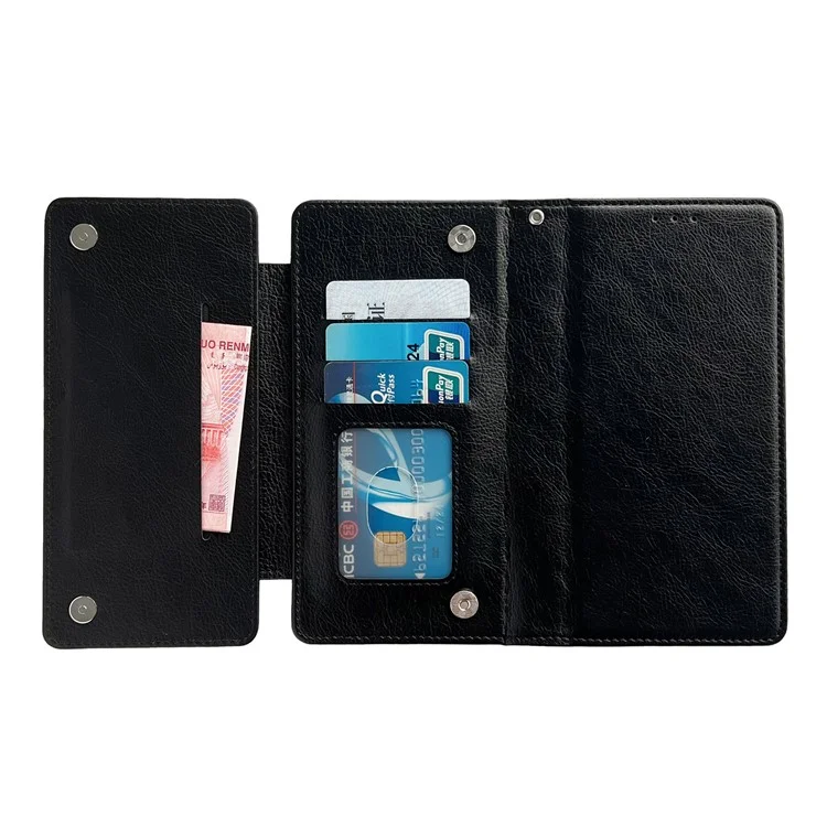 For iPhone 16 Plus Case Detachable 2-in-1 Magnetic Closure PU Leather Wallet Phone Case - Black