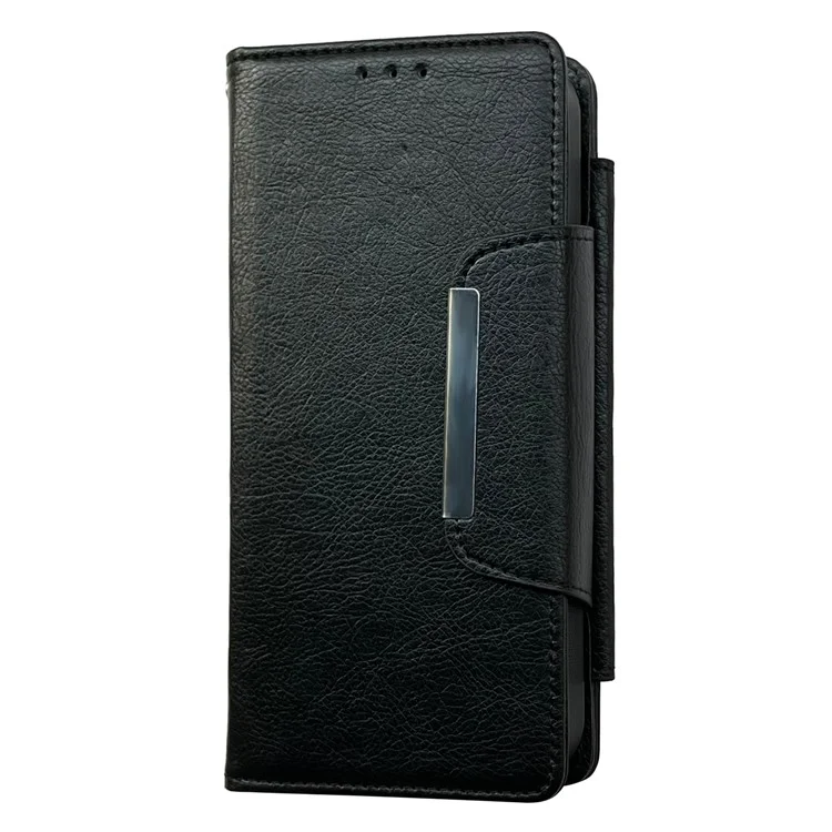 For iPhone 16 Plus Case Detachable 2-in-1 Magnetic Closure PU Leather Wallet Phone Case - Black